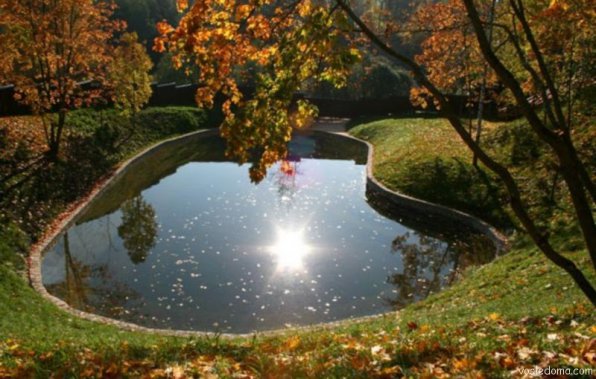Озерцо пруд в приусадебном саду